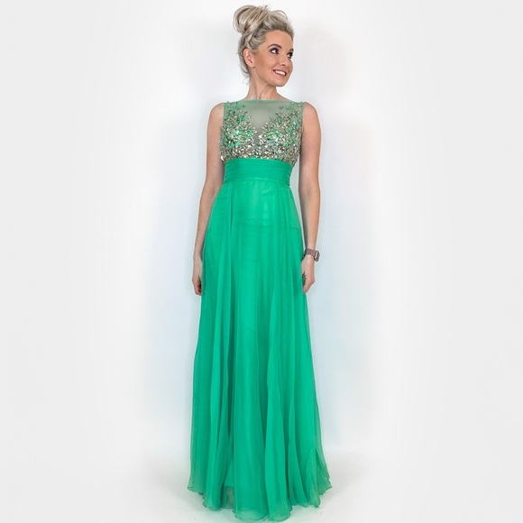 Jade Green Long Prom Dress - Picture 3 of 8